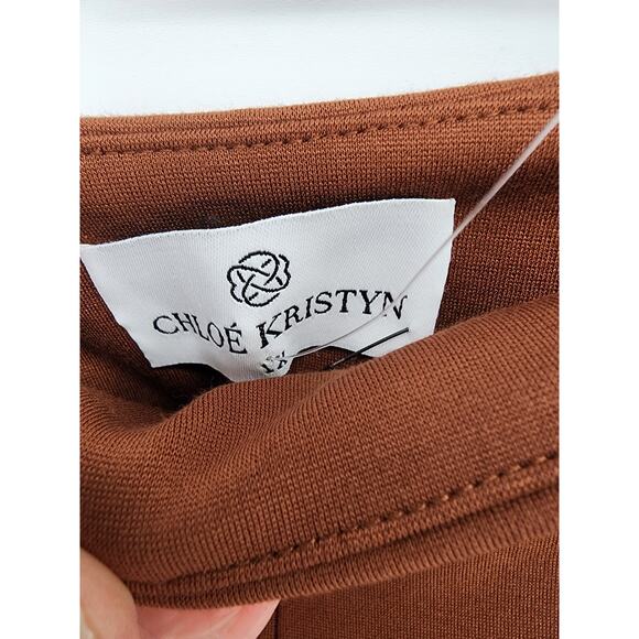 Chloe Kristyn Bridgette Wide-Leg Ponte Pants Dark Camel Women’s Size 1X - Picture 5 of 6